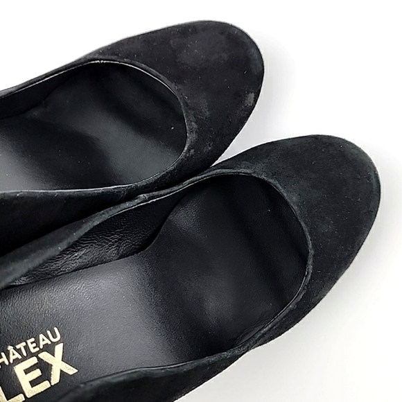Le Chateau Flex Dressy Slip On Black Suede Pump Round Toe 4" Block  Heel Sz 38/8 - Picture 8 of 15